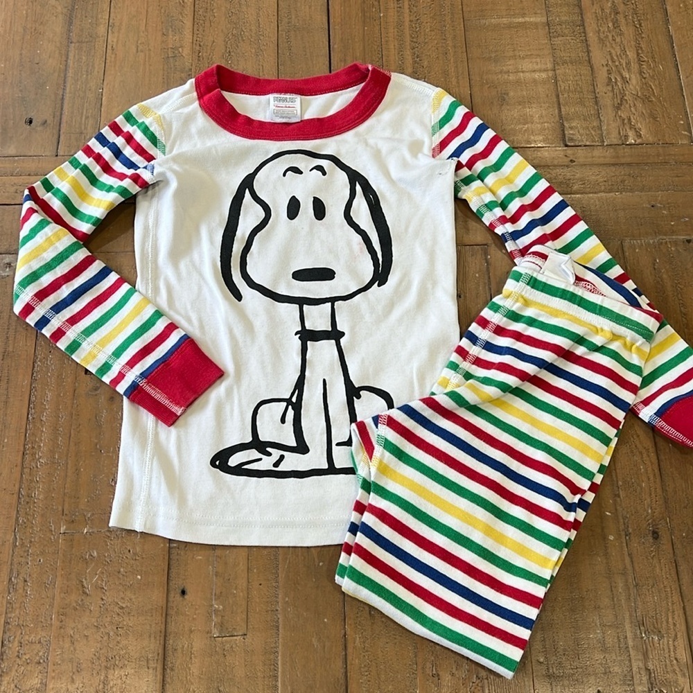 Hanna andersson striped snoopy pajamas